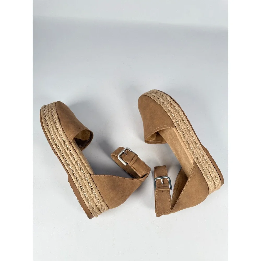 Naturalizer‎ Waverly Tan Brown Espadrille Ankle Strap Platform Sandals 7.5M